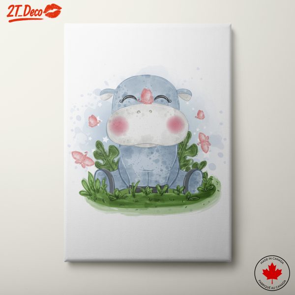 Cute Hippo with Butterflies