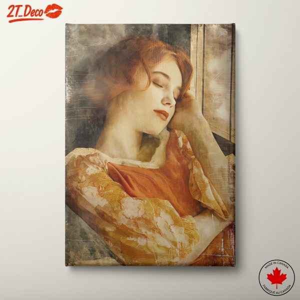 Serene Modern Artistic Portrait of a Dreaming Woman