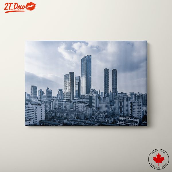 Modern City Skyline in Blue