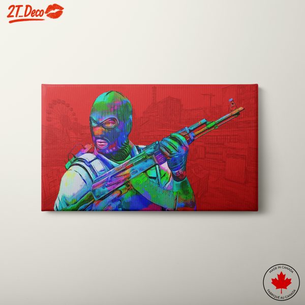 Vibrant Stylized Character Artwork with Gun