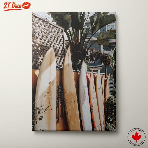 Surfboards Against Lush Greenery at the Beach