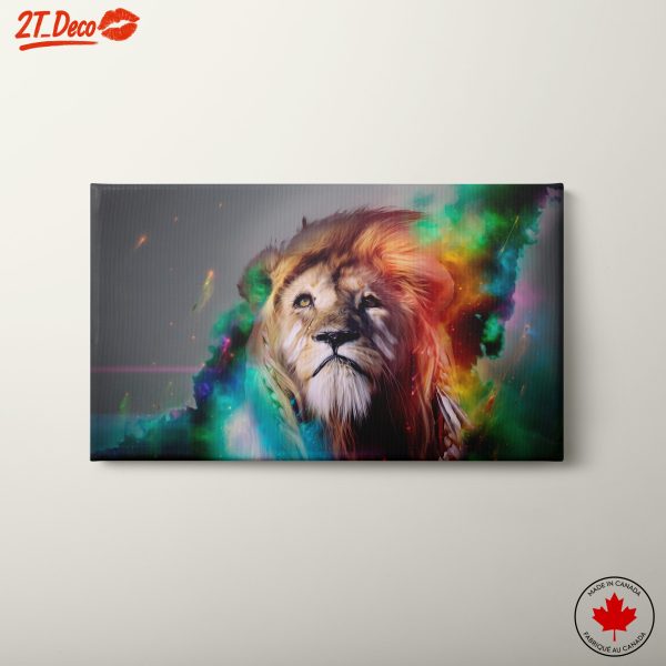 Vibrant Colorful Lion Portrait Art
