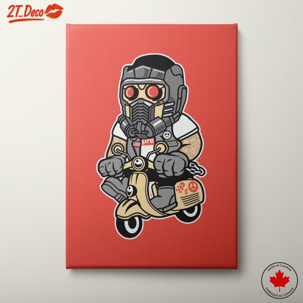 Stylized Cartoon Character Riding Scooter