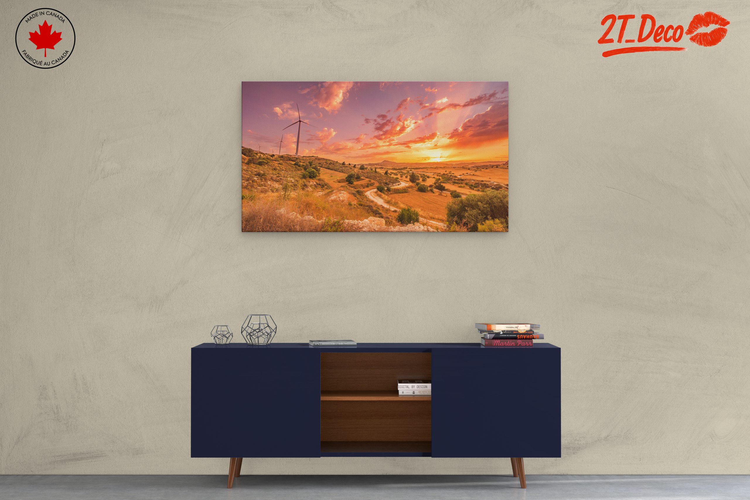Serene Nature Landscape at Sunset with Wind Turbines - Image 3