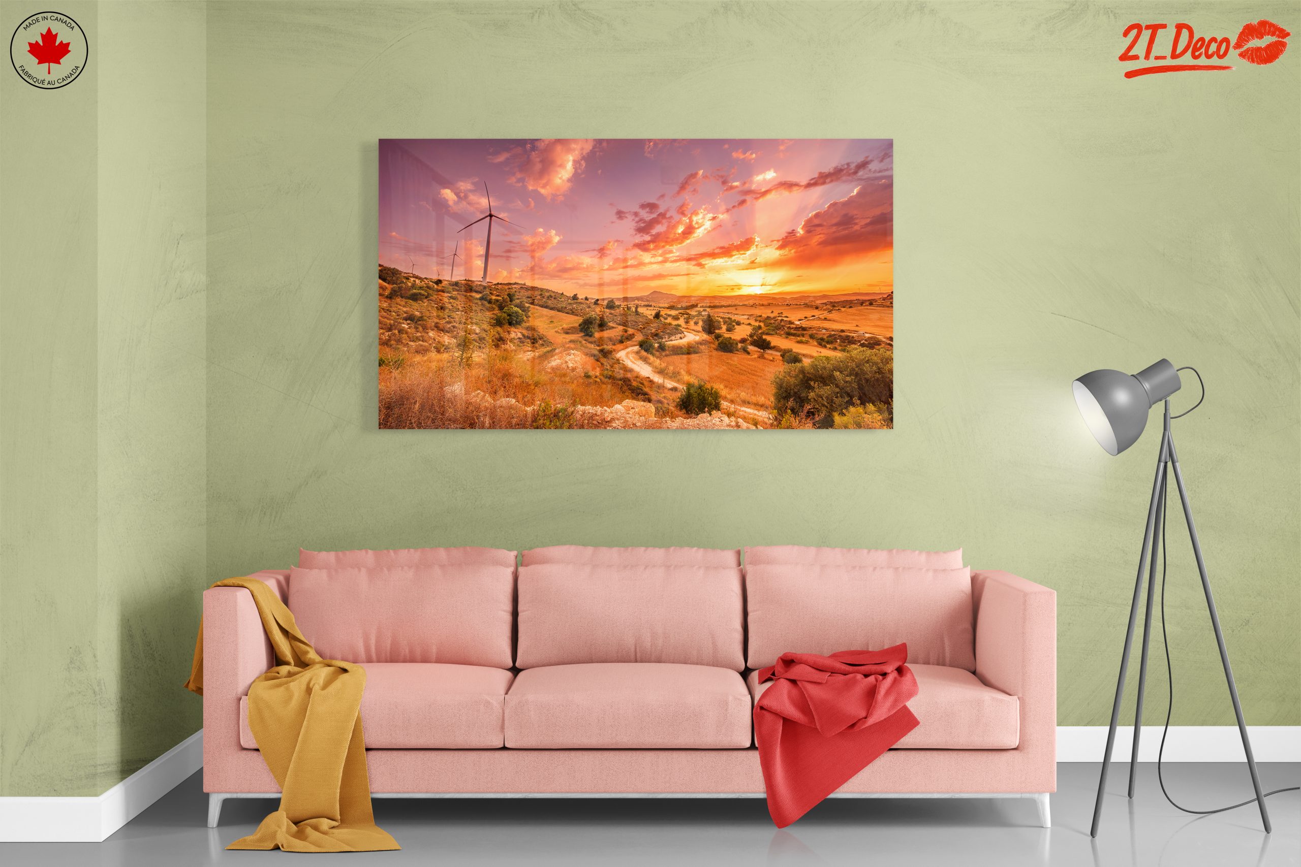 Serene Nature Landscape at Sunset with Wind Turbines - Image 7
