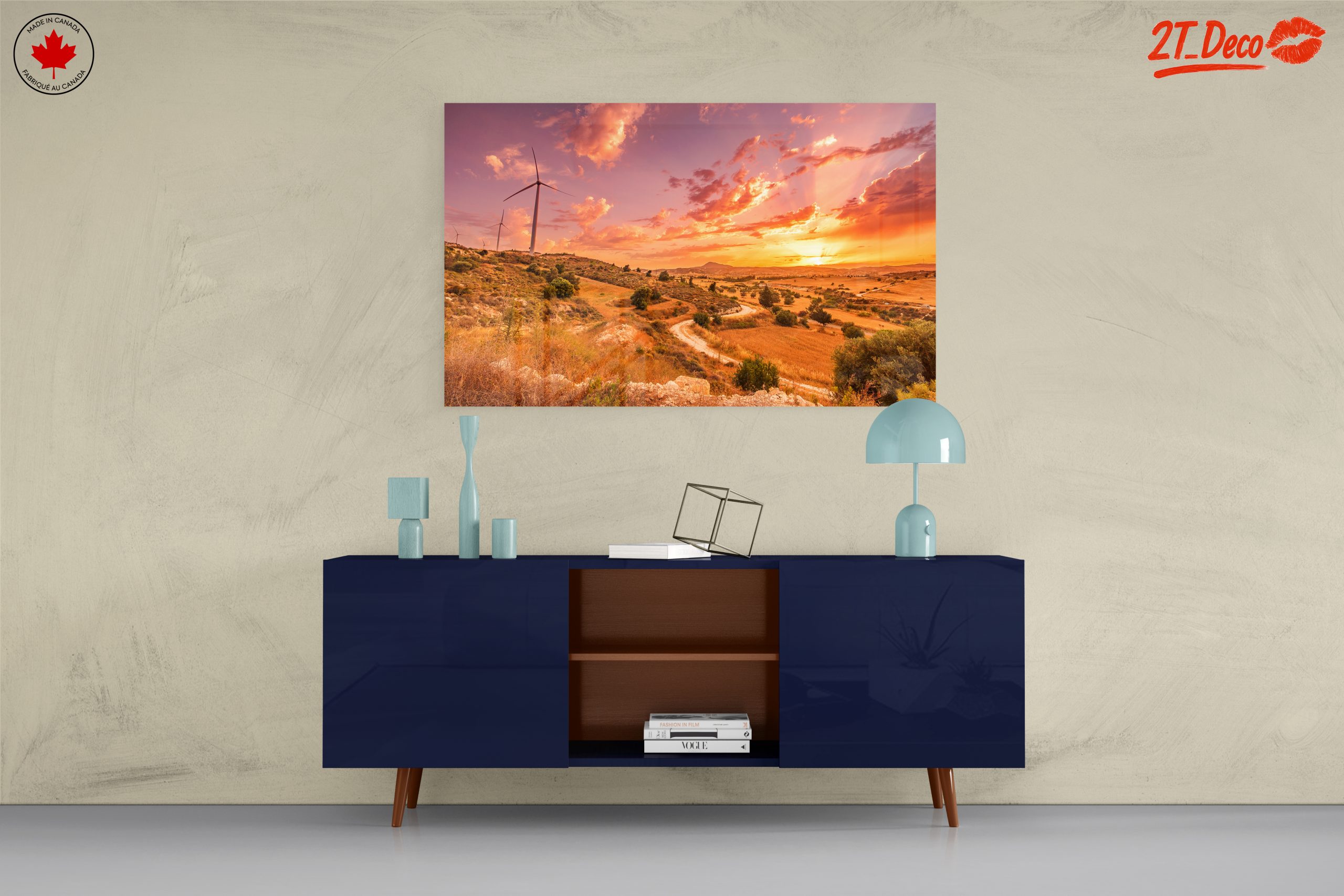 Serene Nature Landscape at Sunset with Wind Turbines - Image 8