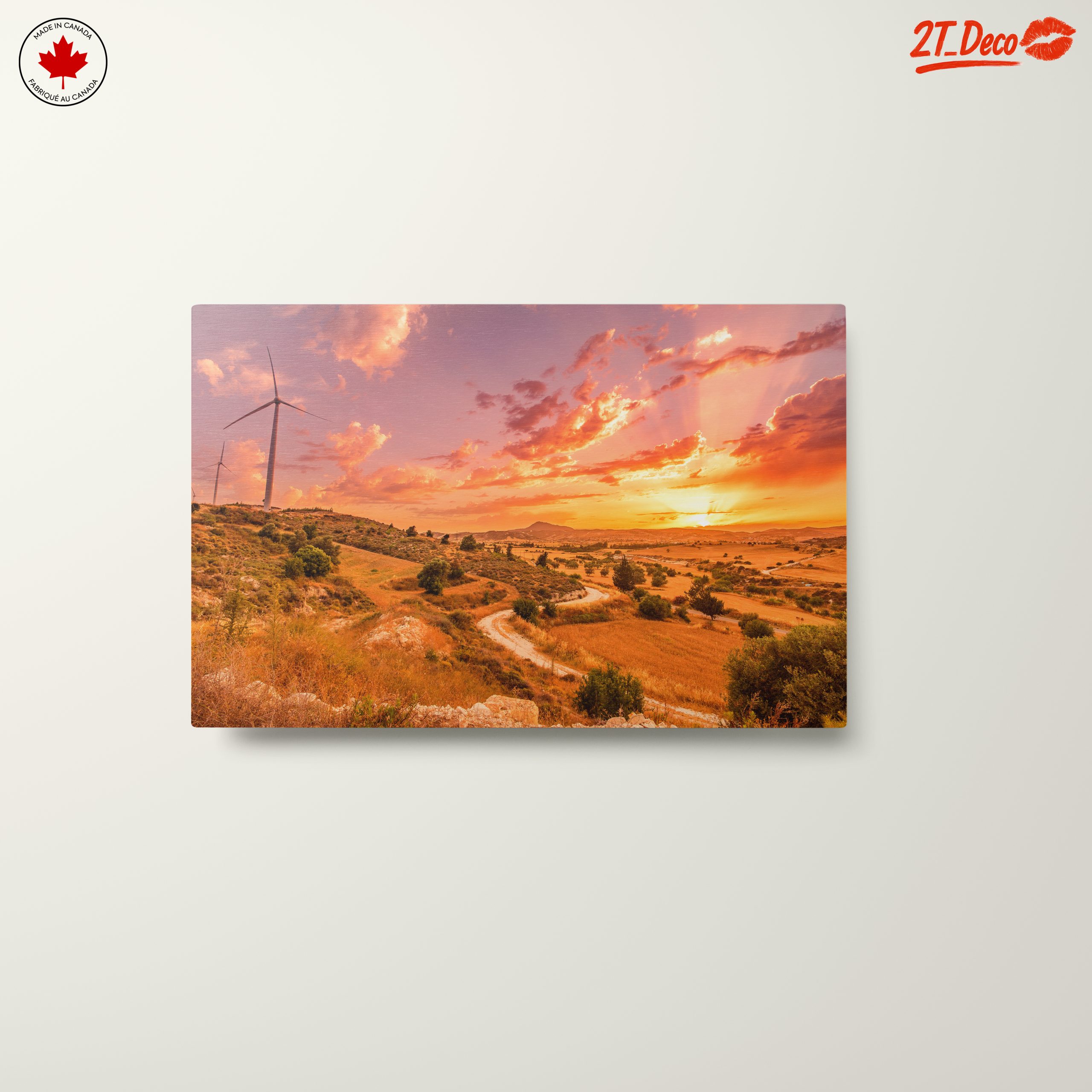 Serene Nature Landscape at Sunset with Wind Turbines - Image 10