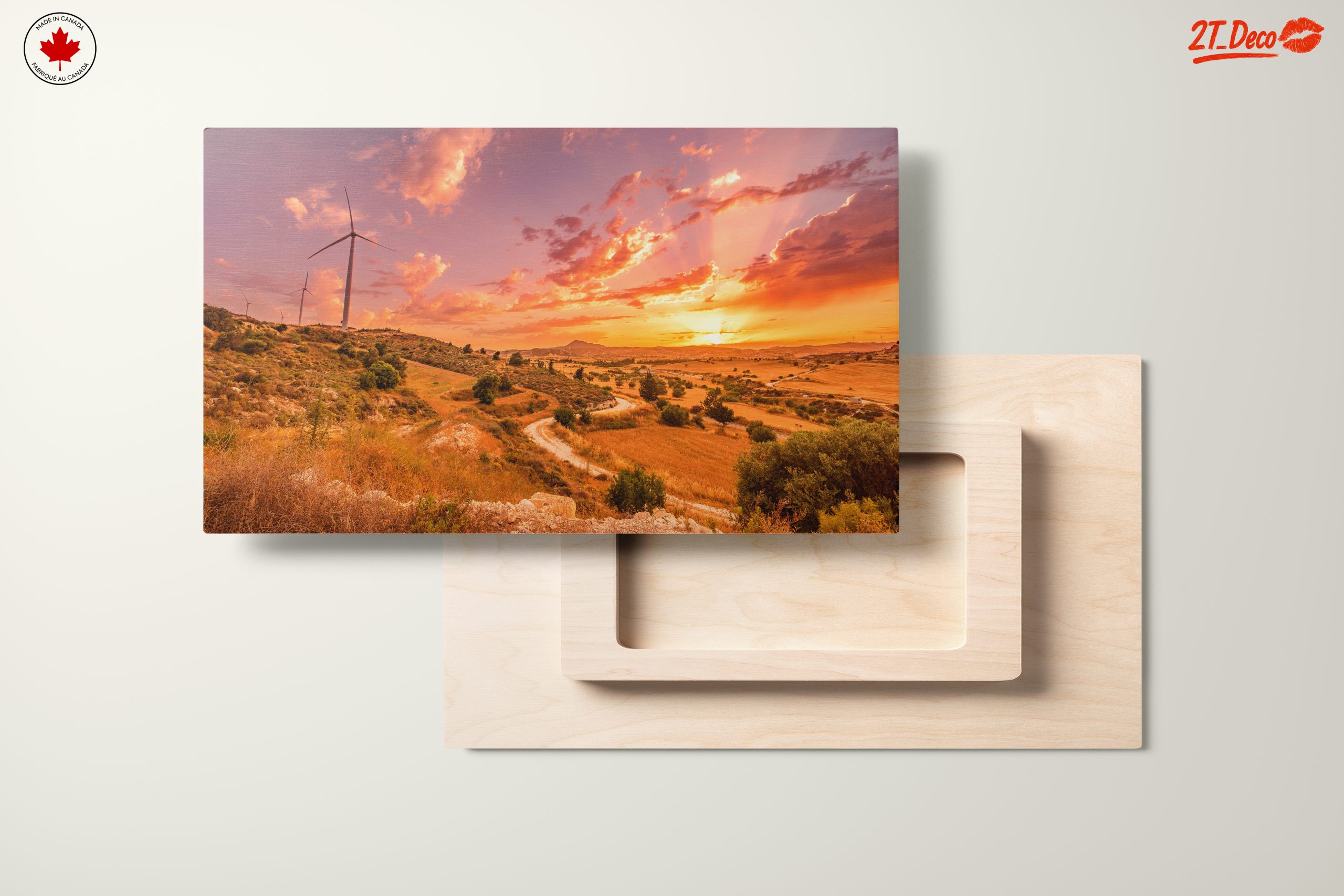 Serene Nature Landscape at Sunset with Wind Turbines - Image 11