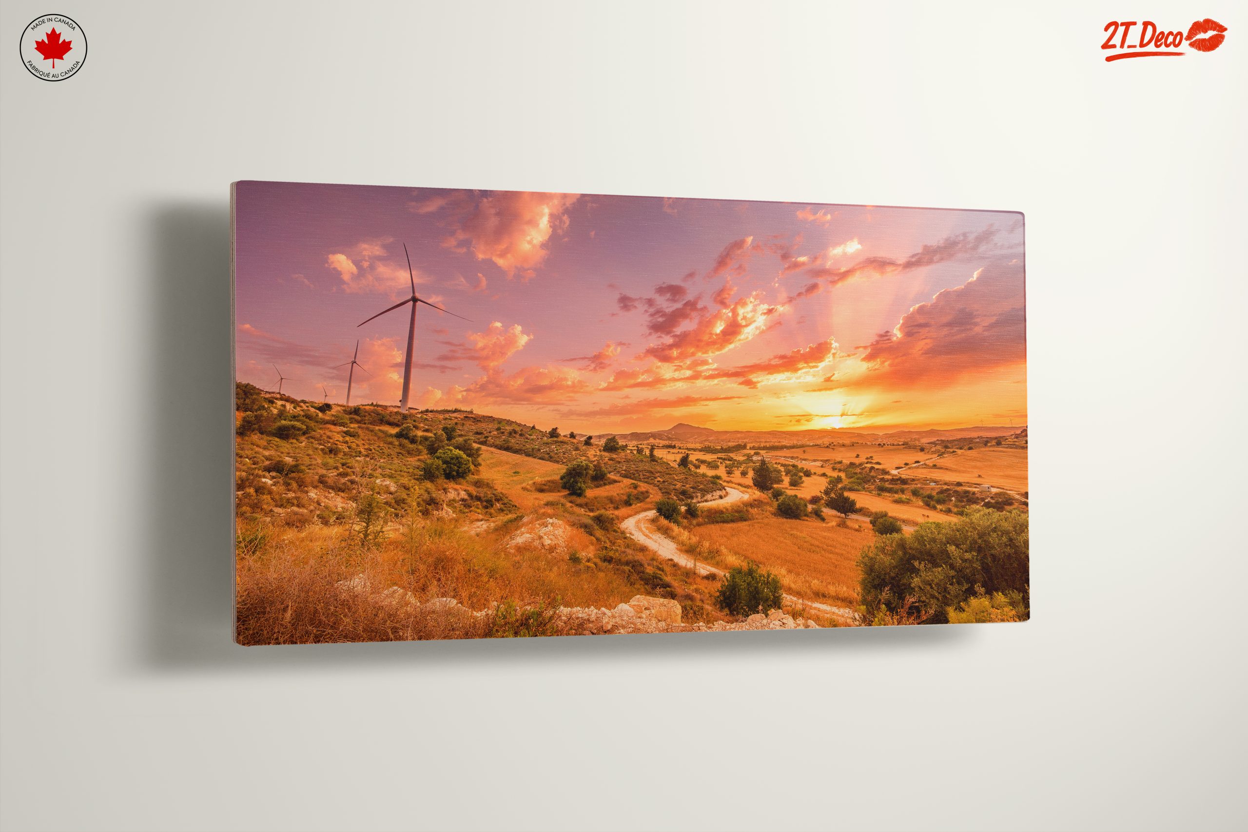 Serene Nature Landscape at Sunset with Wind Turbines - Image 13