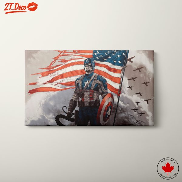 Captain America with American Flag Artwork