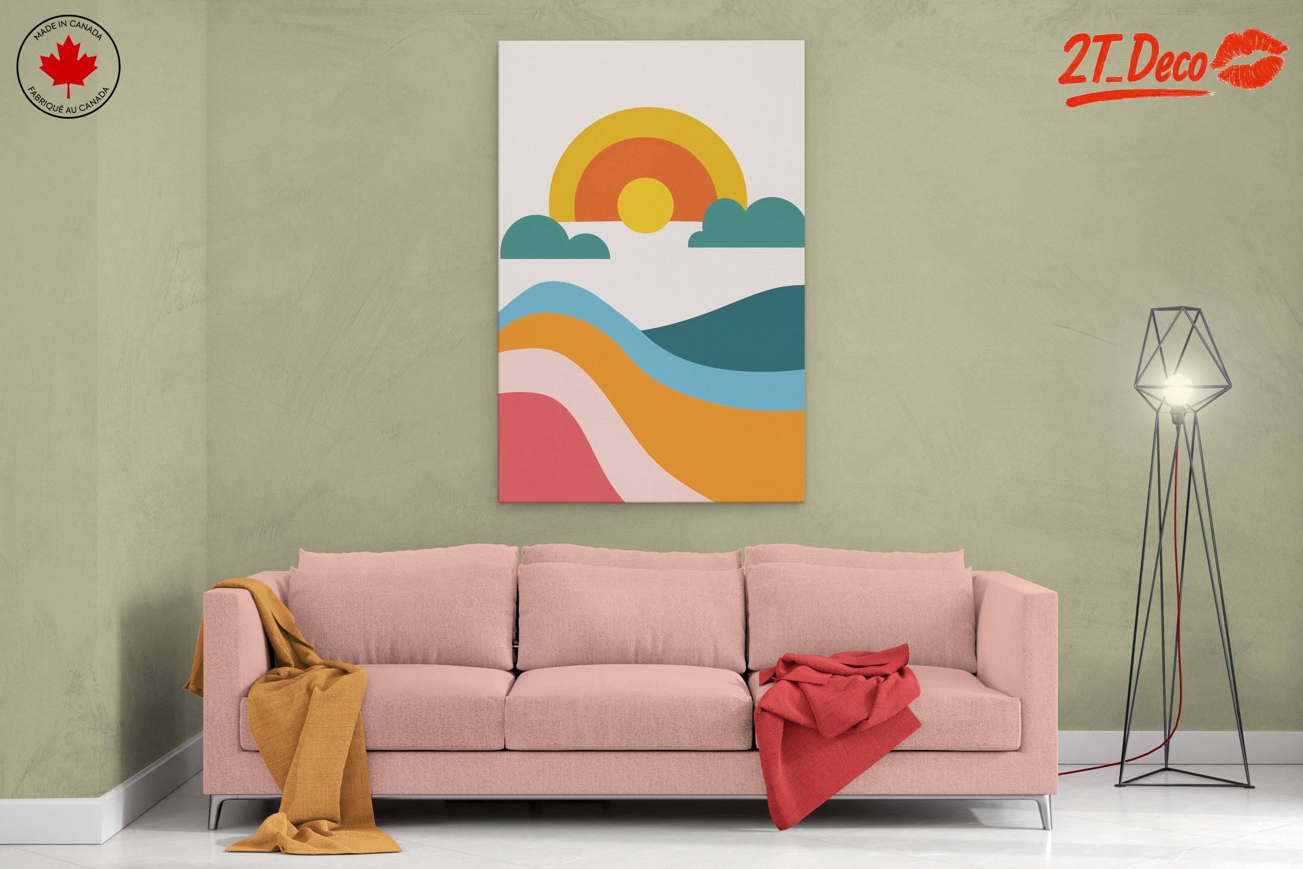 Colorful Abstract Landscape with Sun and Waves - Image 2