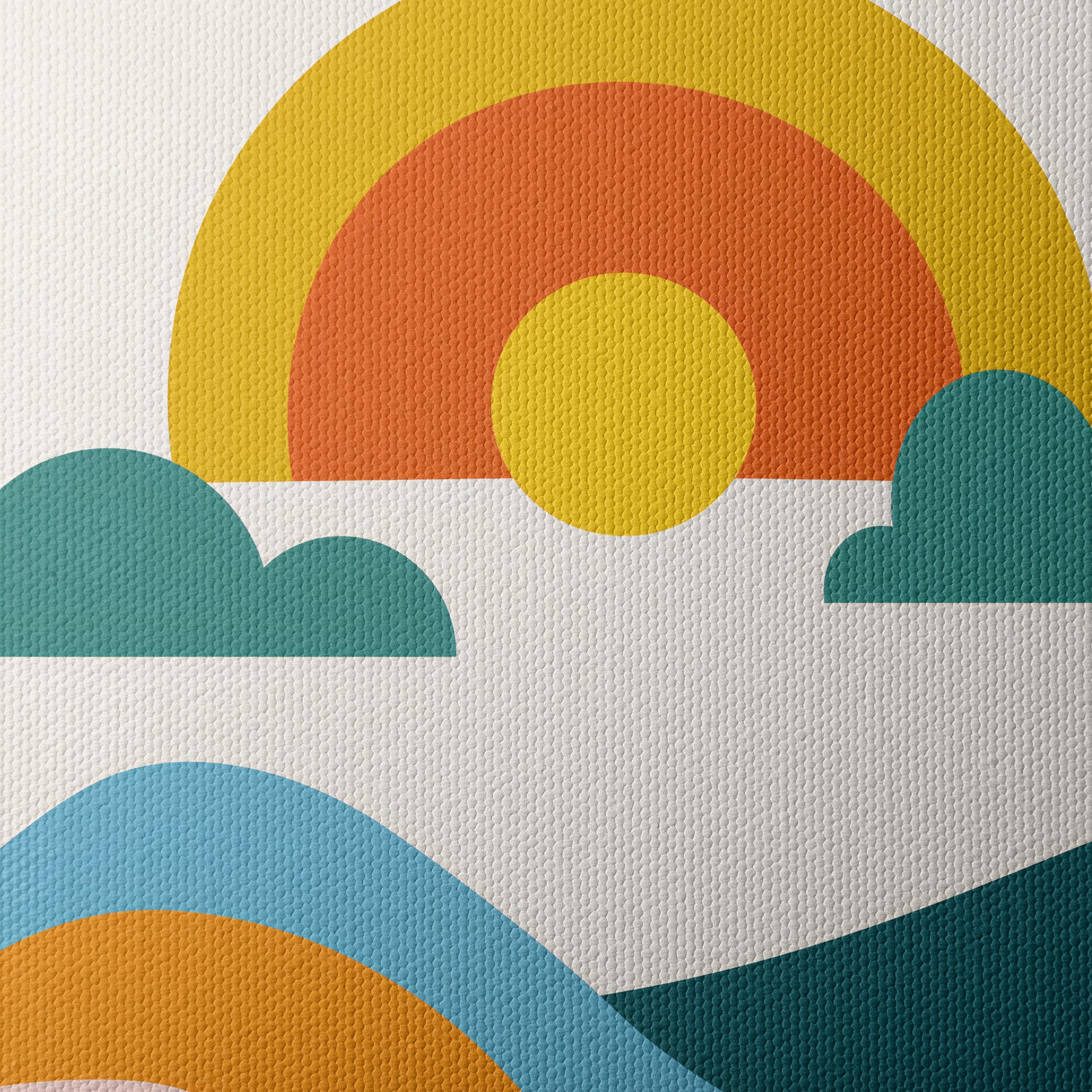 Colorful Abstract Landscape with Sun and Waves - Image 4