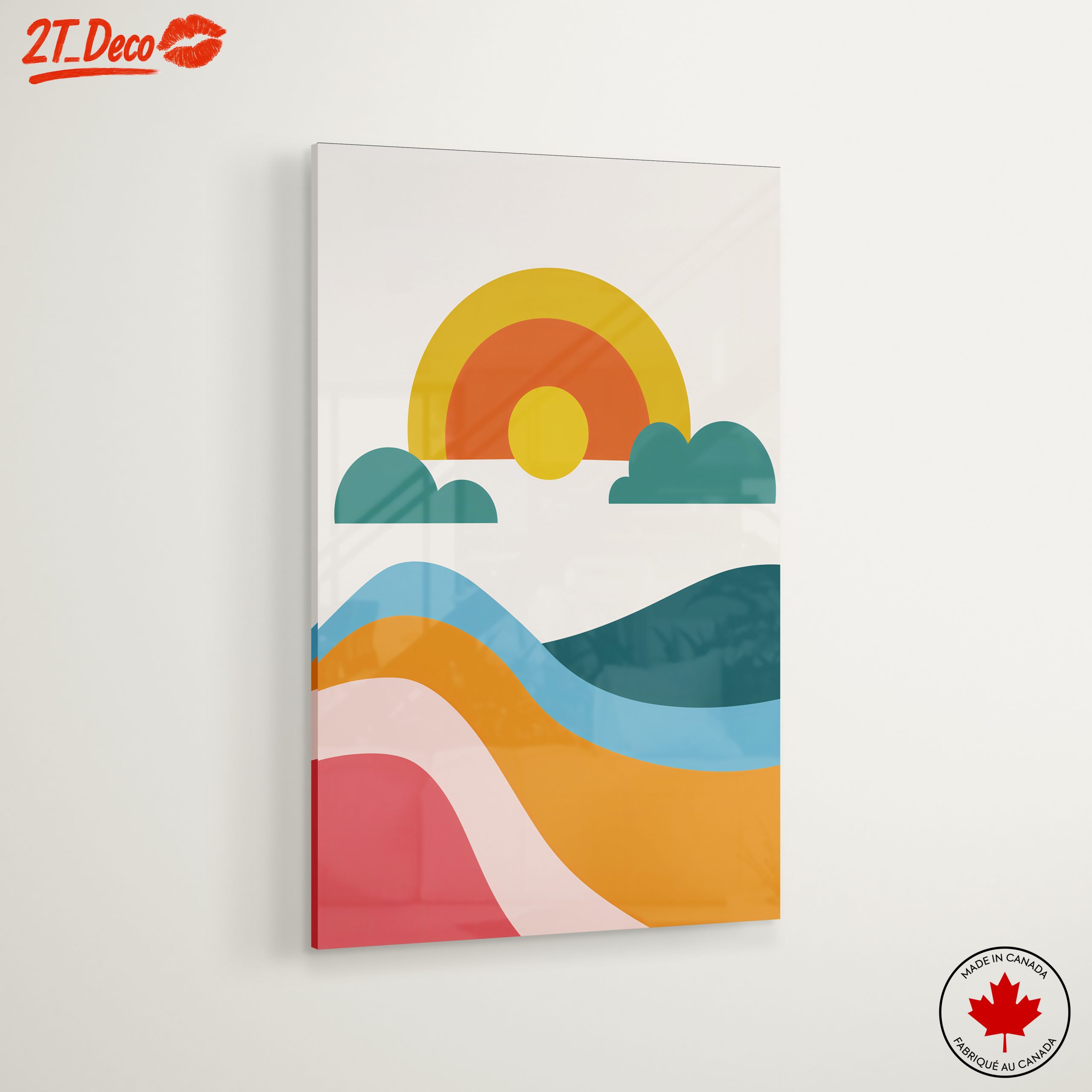 Colorful Abstract Landscape with Sun and Waves - Image 6