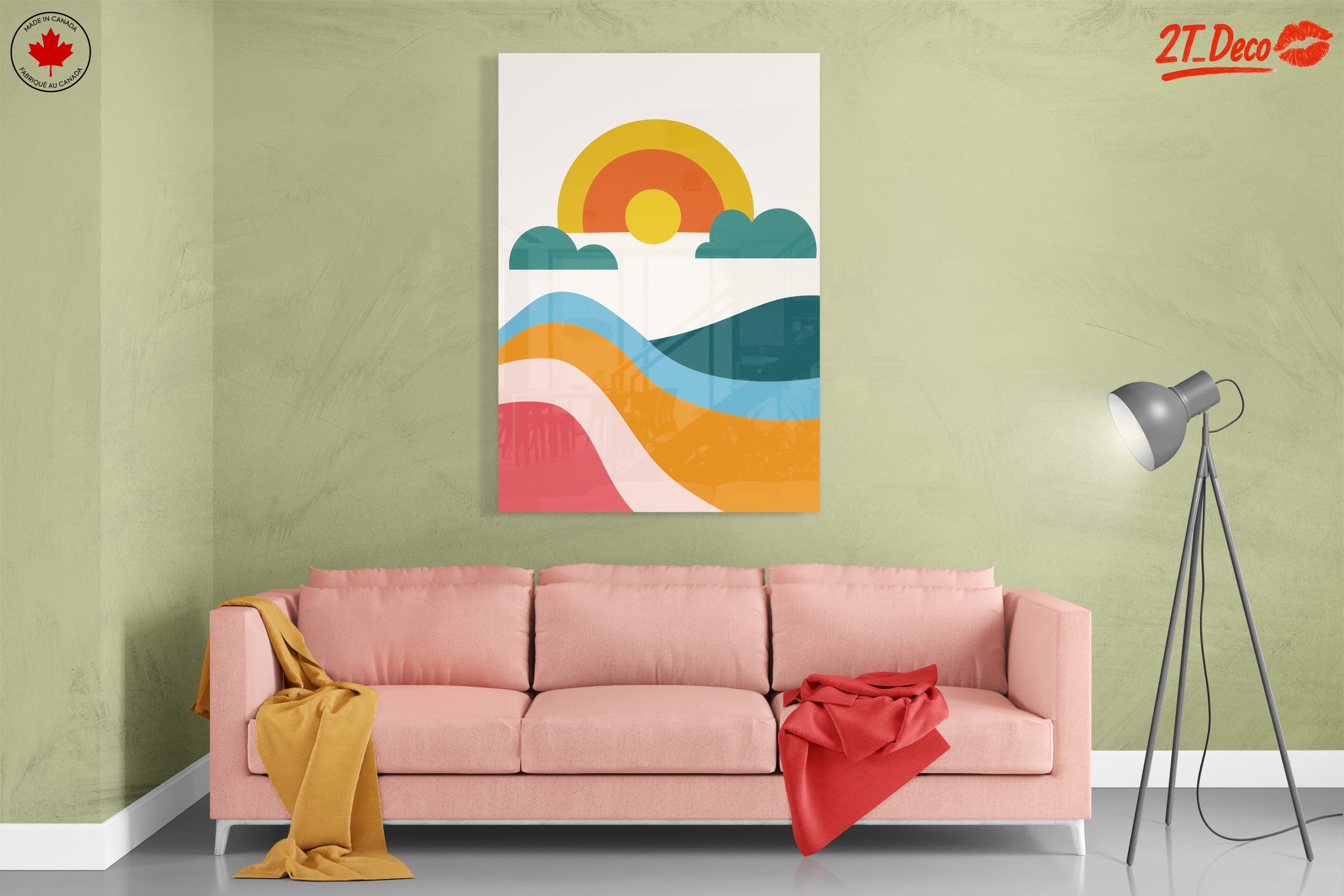 Colorful Abstract Landscape with Sun and Waves - Image 7
