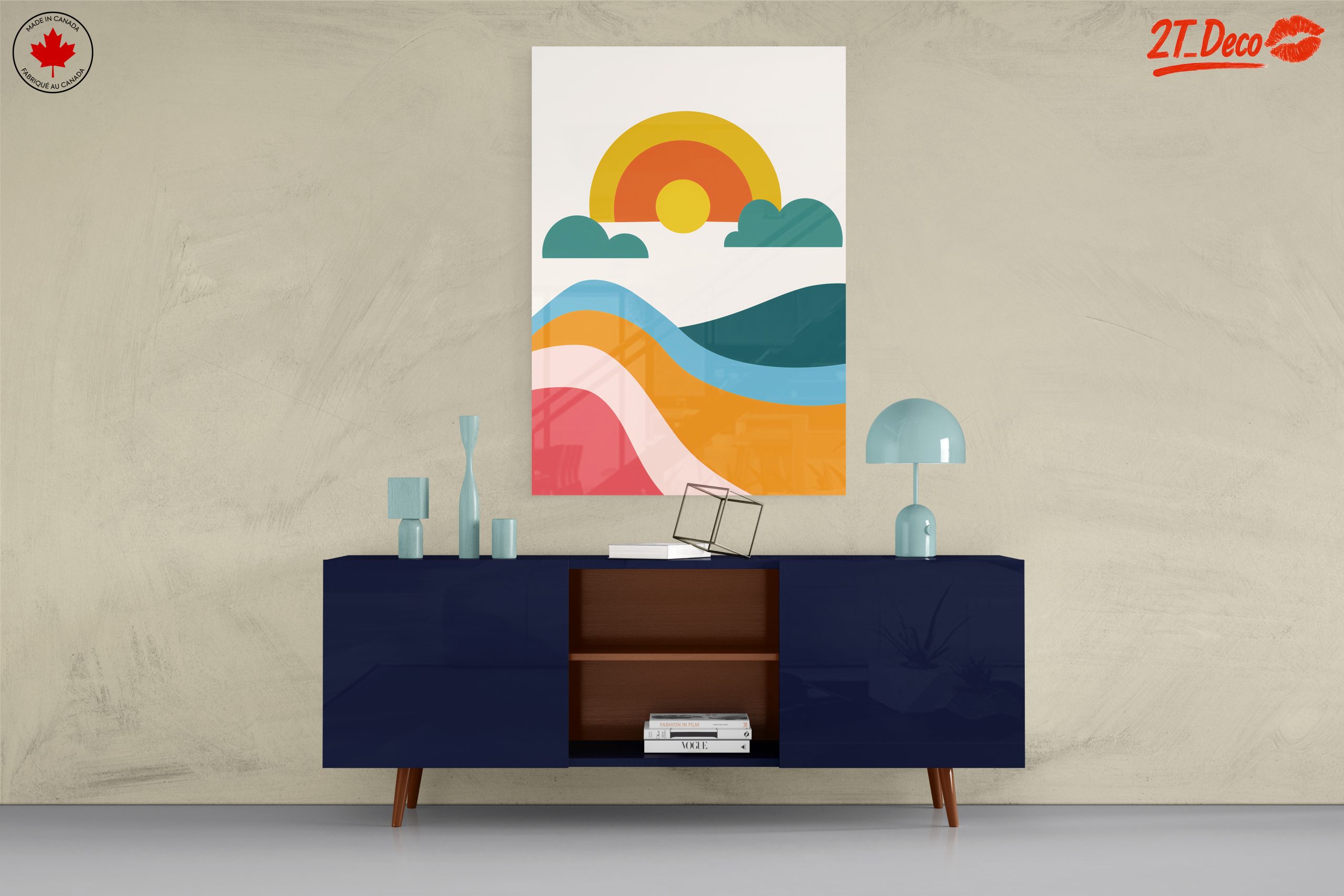 Colorful Abstract Landscape with Sun and Waves - Image 8