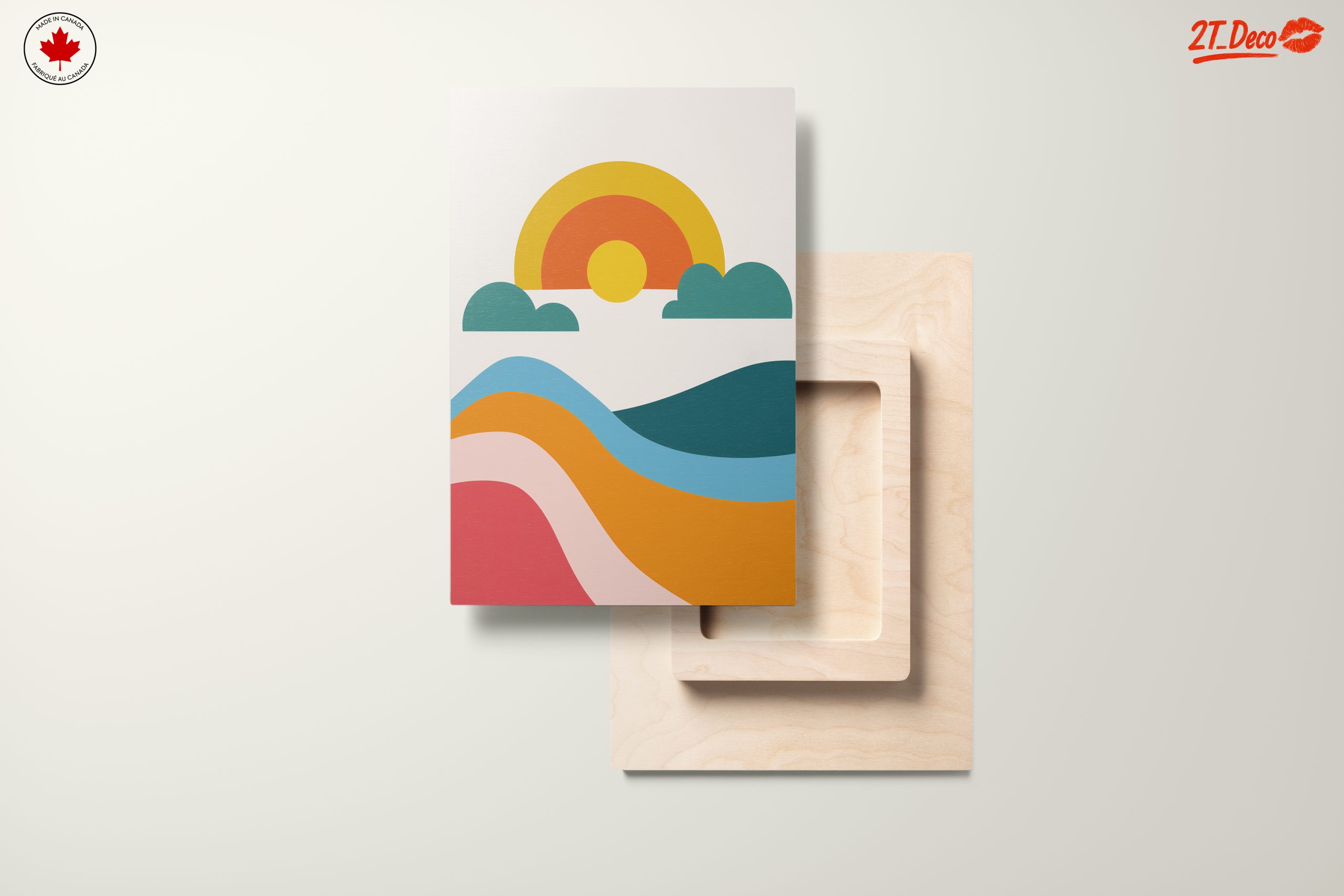 Colorful Abstract Landscape with Sun and Waves - Image 11