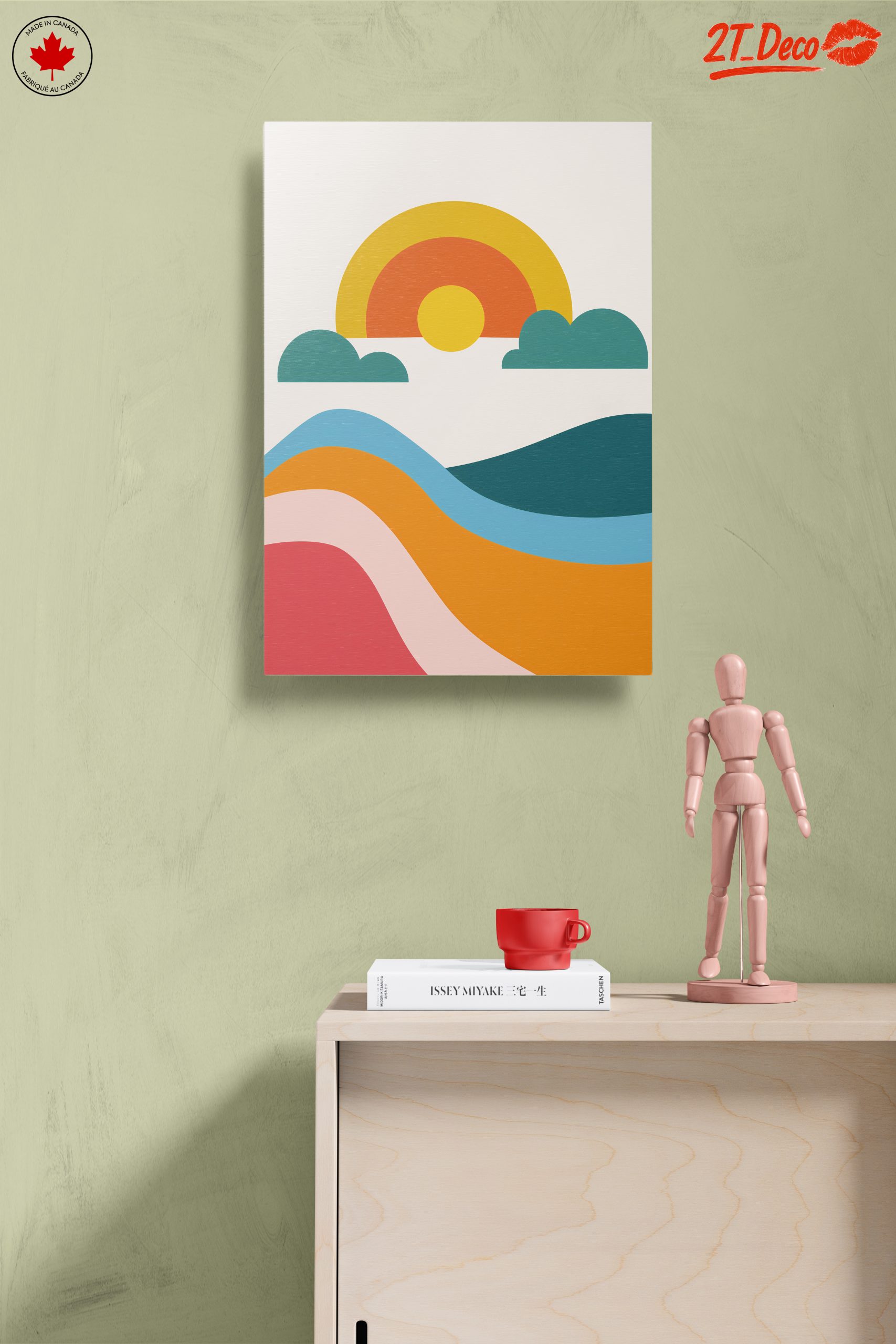 Colorful Abstract Landscape with Sun and Waves - Image 14