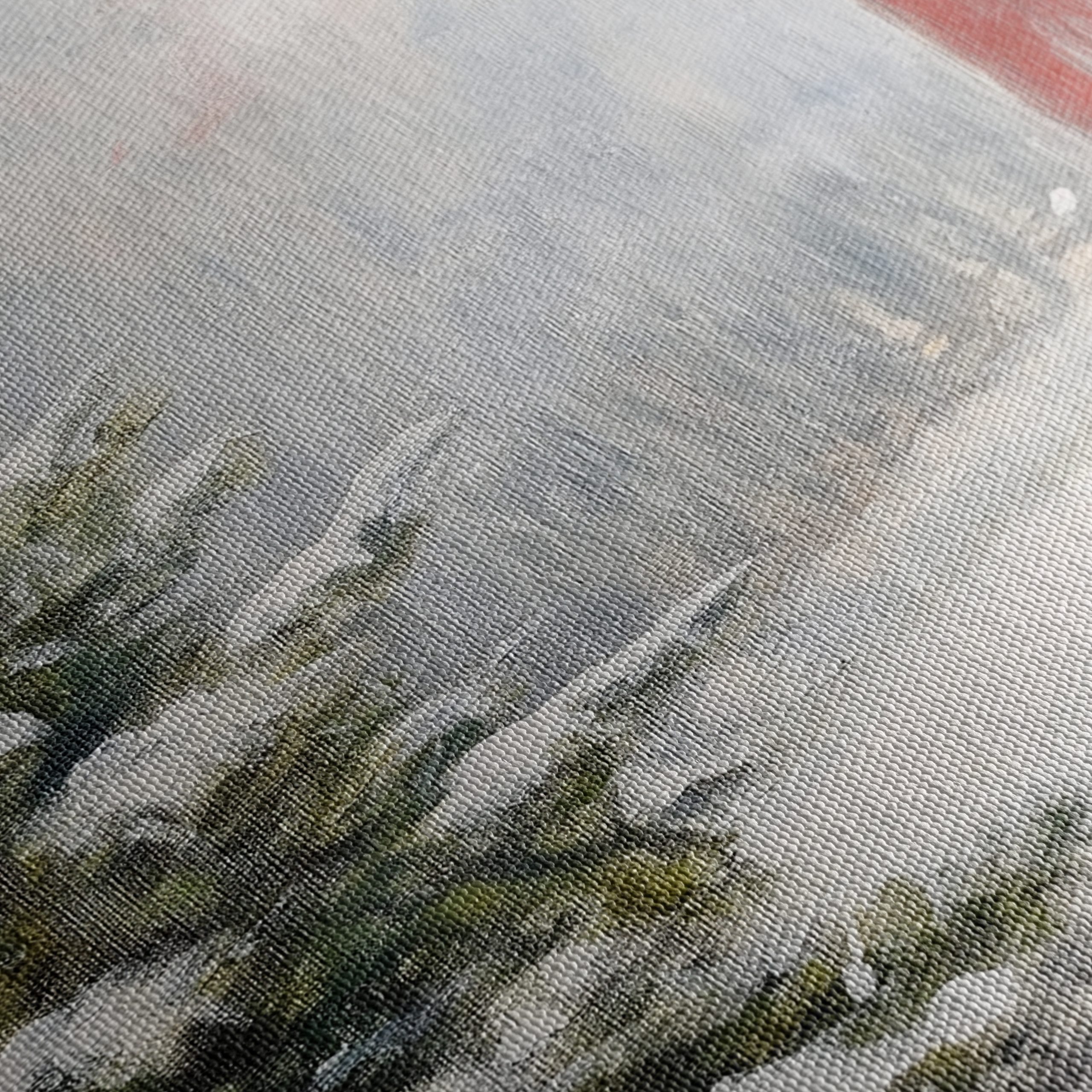 Winter Landscape with Red Barn and Pine Tree - Image 5