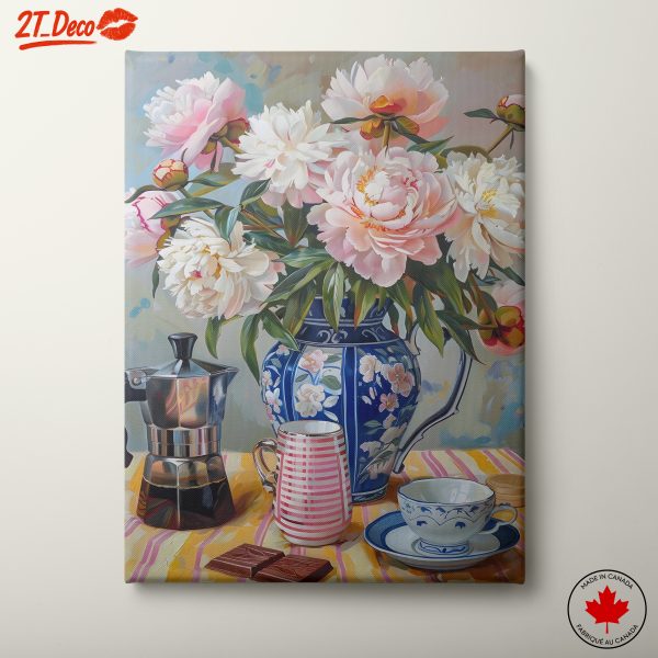 Vibrant Flower Arrangement with Vintage Mugs