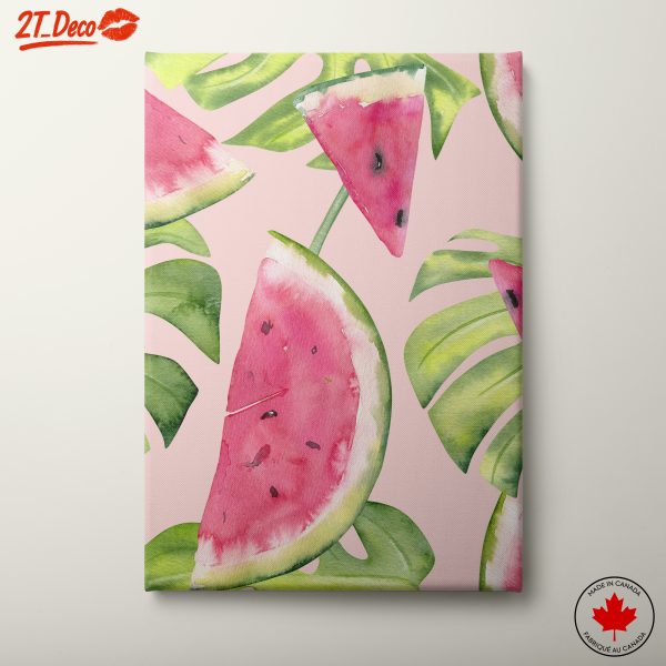 Watermelon and Tropical Leaf Abstract Art