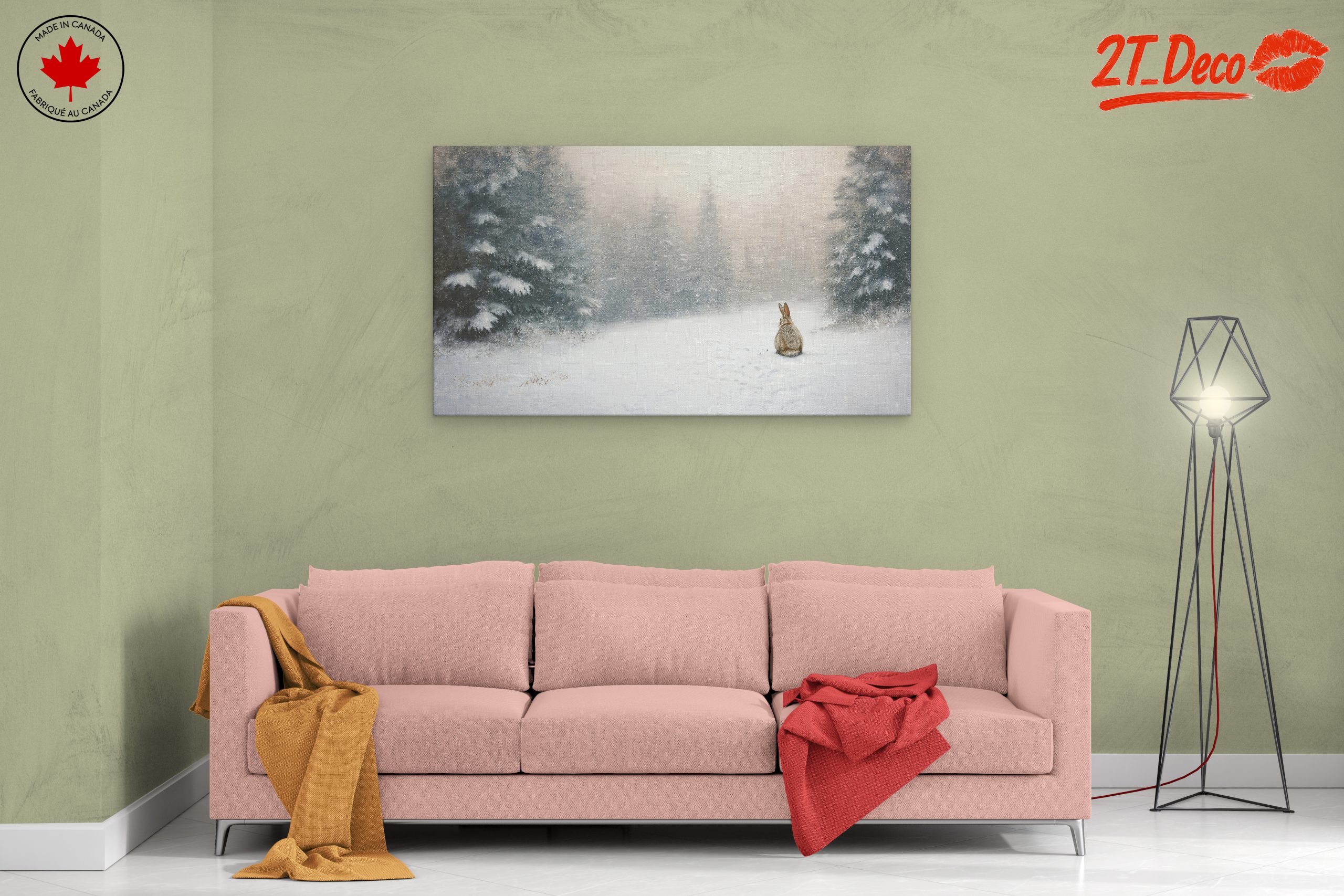 Serene Winter Wildlife Art Featuring Rabbit - Image 2