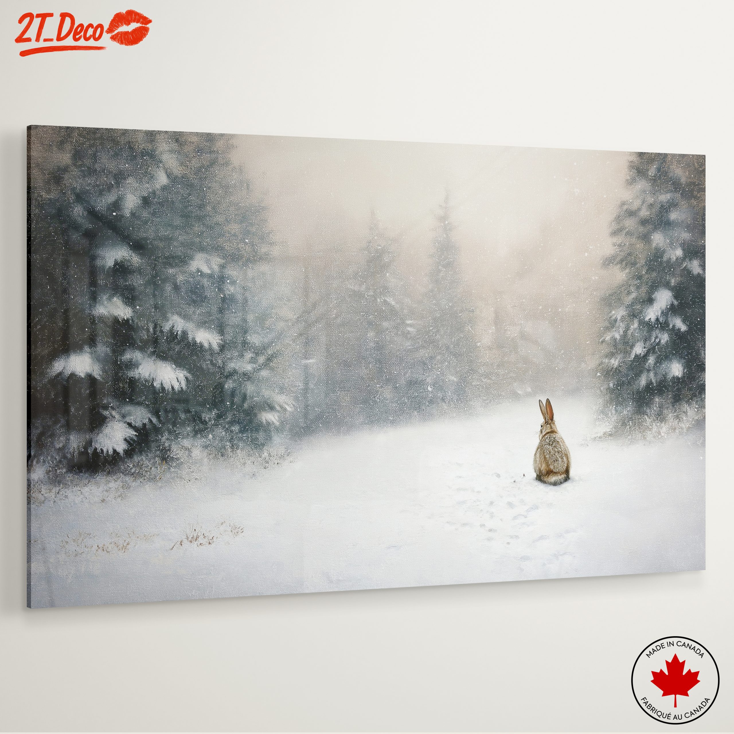 Serene Winter Wildlife Art Featuring Rabbit - Image 6