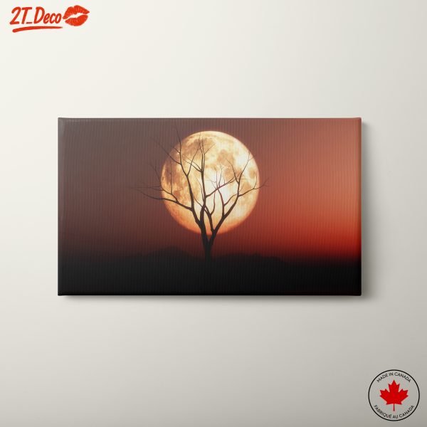 Majestic Moonrise Over Tree Silhouette