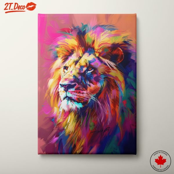 Vibrant Lion Portrait in Colorful Artistic Style