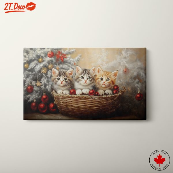 Three Kittens with Christmas Ornaments