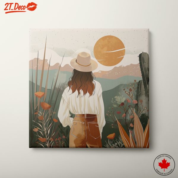 Bohemian Woman in Nature with Sunset