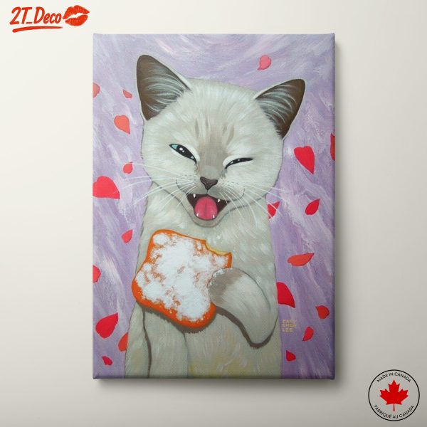 Playful Cat with Heart Petals