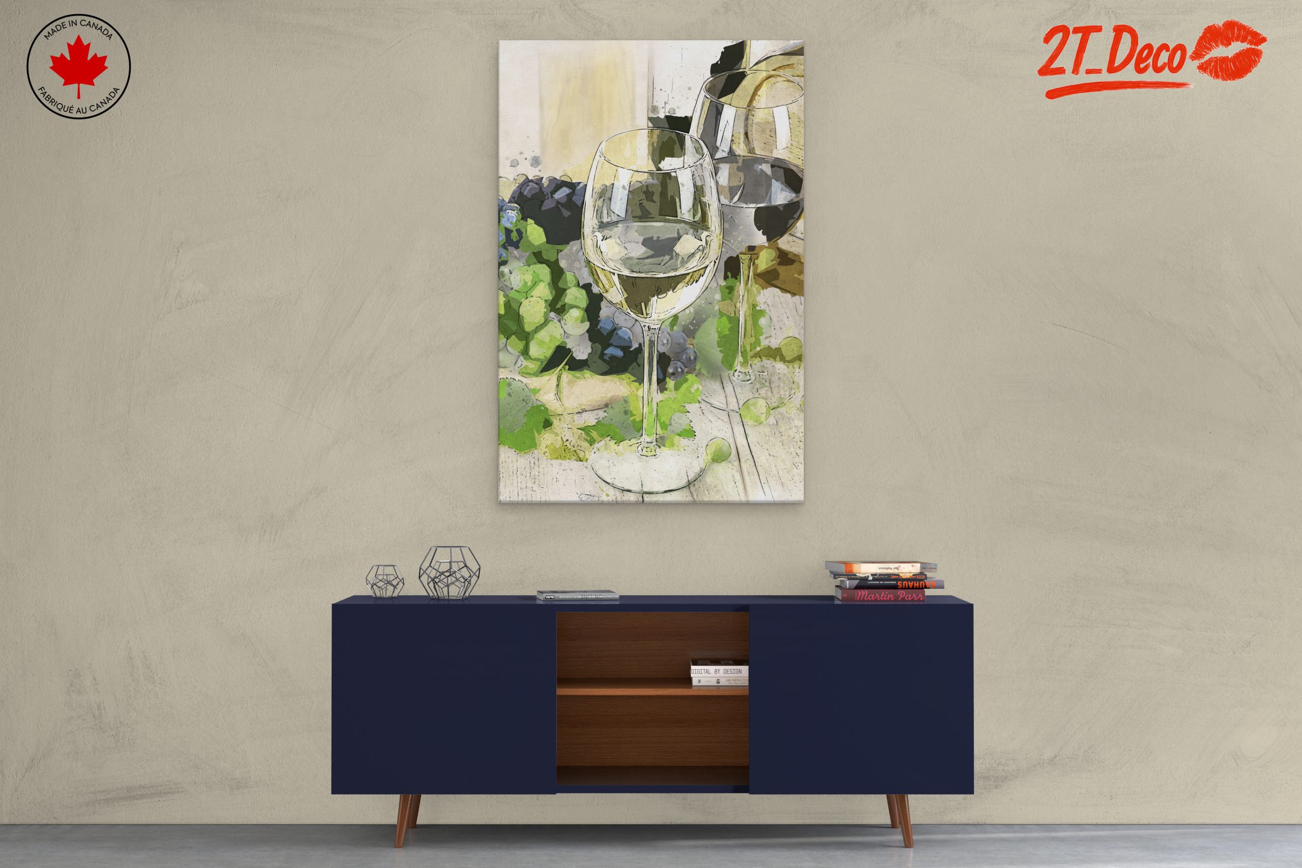 Elegant Wine Still Life with Grapes and Glasses - Image 3