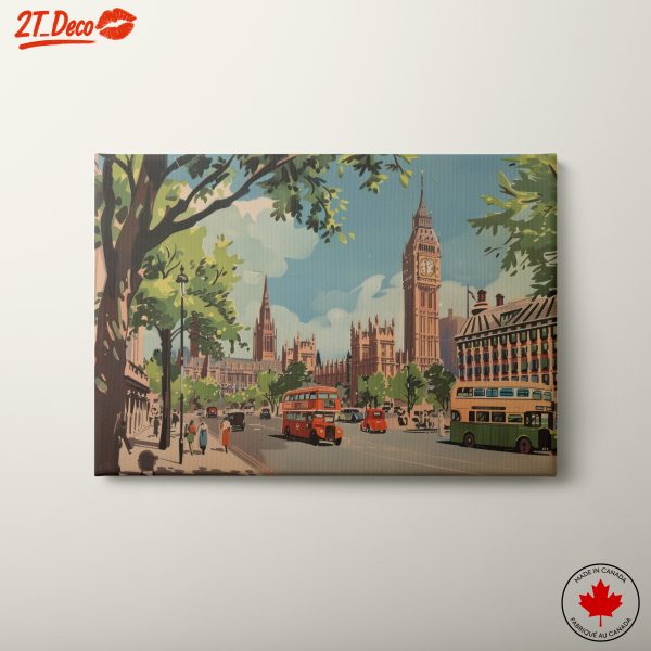 Iconic Cityscape with Big Ben and Double Decker Buses