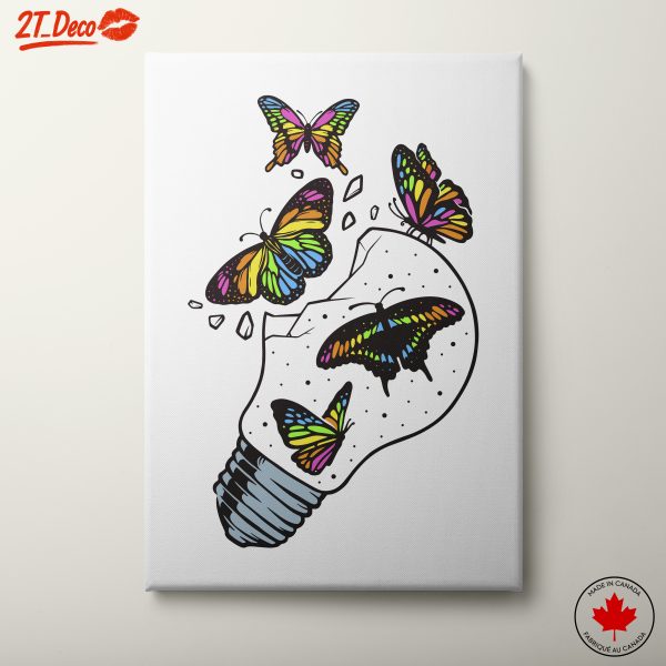 Colorful Butterflies Emerging from Light Bulb