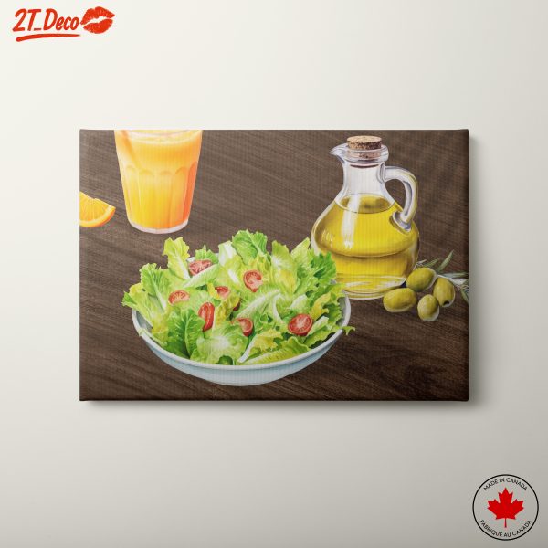 Vibrant Abstract Food Art of Fresh Salad and Drink