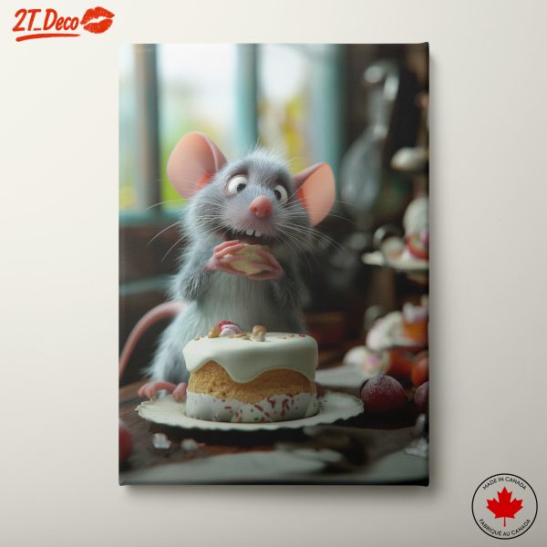 Adorable Cartoon Mouse Enjoying Dessert