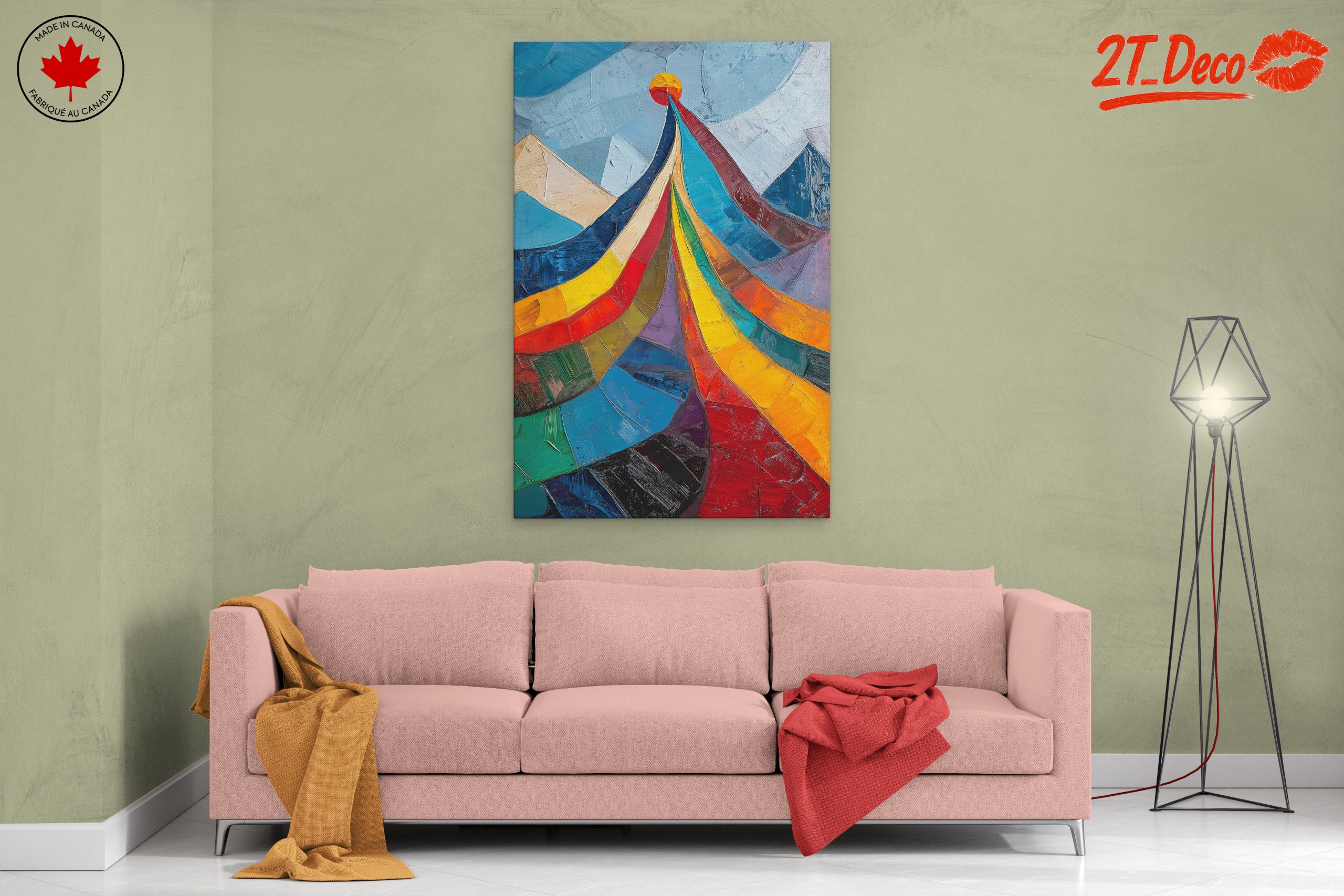 Vibrant Abstract Mountain Landscape Art - Image 2