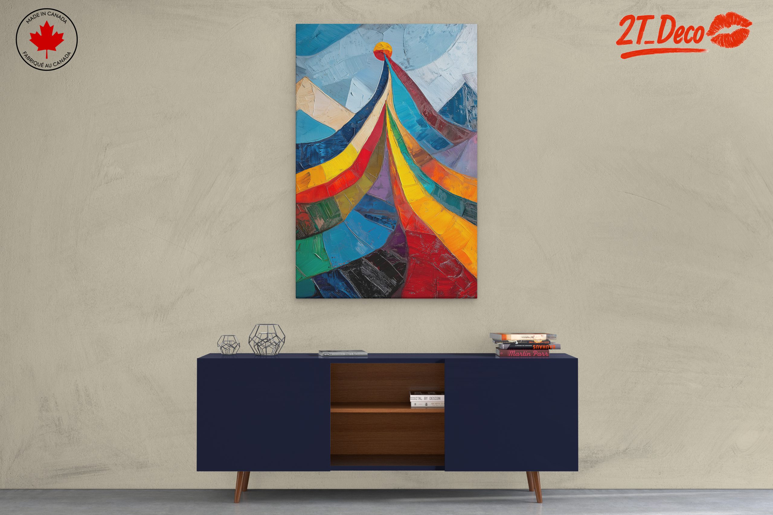 Vibrant Abstract Mountain Landscape Art - Image 3