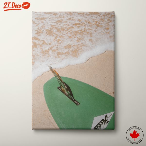 Surfboard at the Beach with Waves