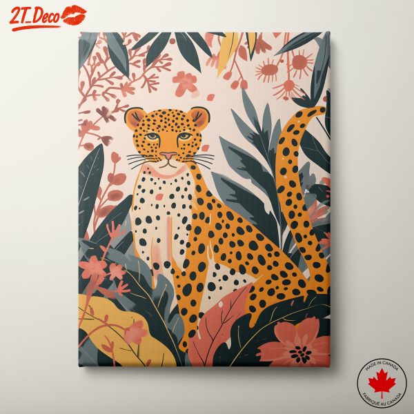 Stylized Leopard in Tropical Foliage