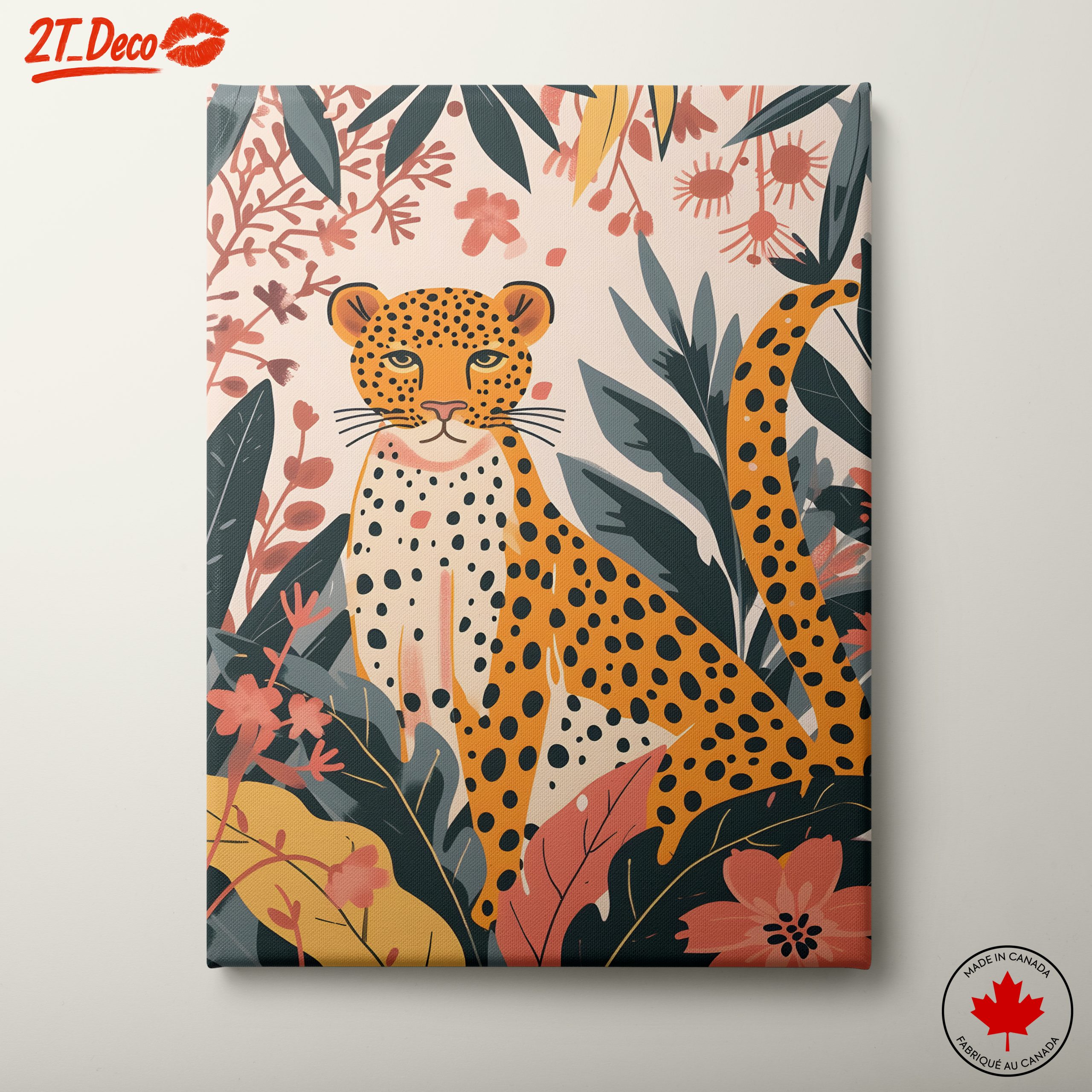 Stylized Leopard in Tropical Foliage