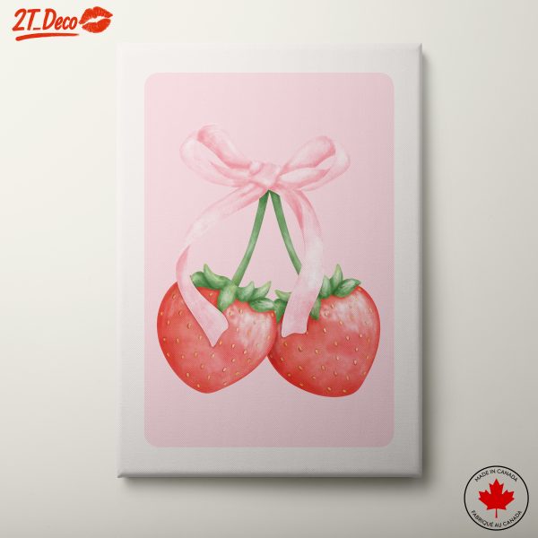 Strawberries Tied with Pink Bow Art