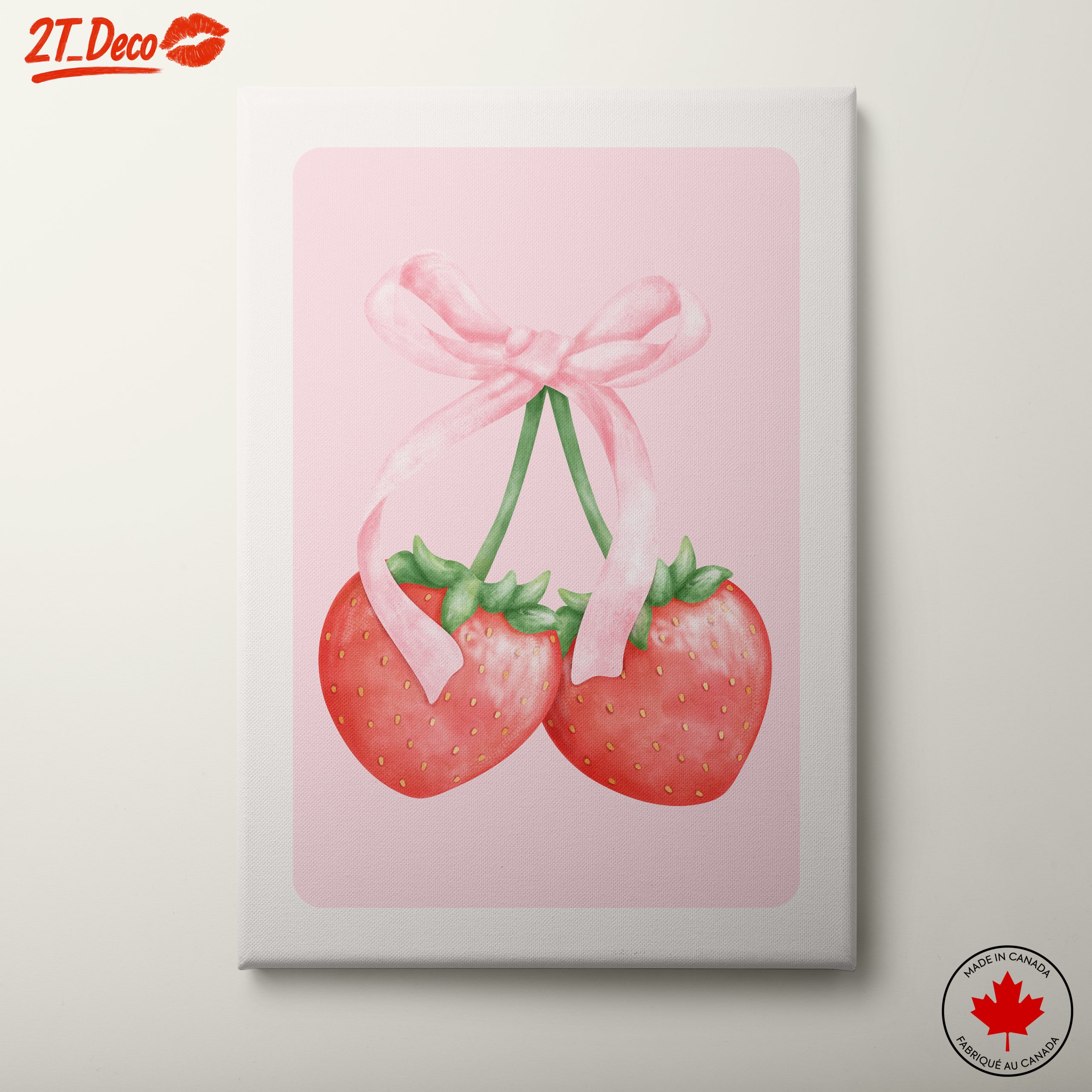 Strawberries Tied with Pink Bow Art