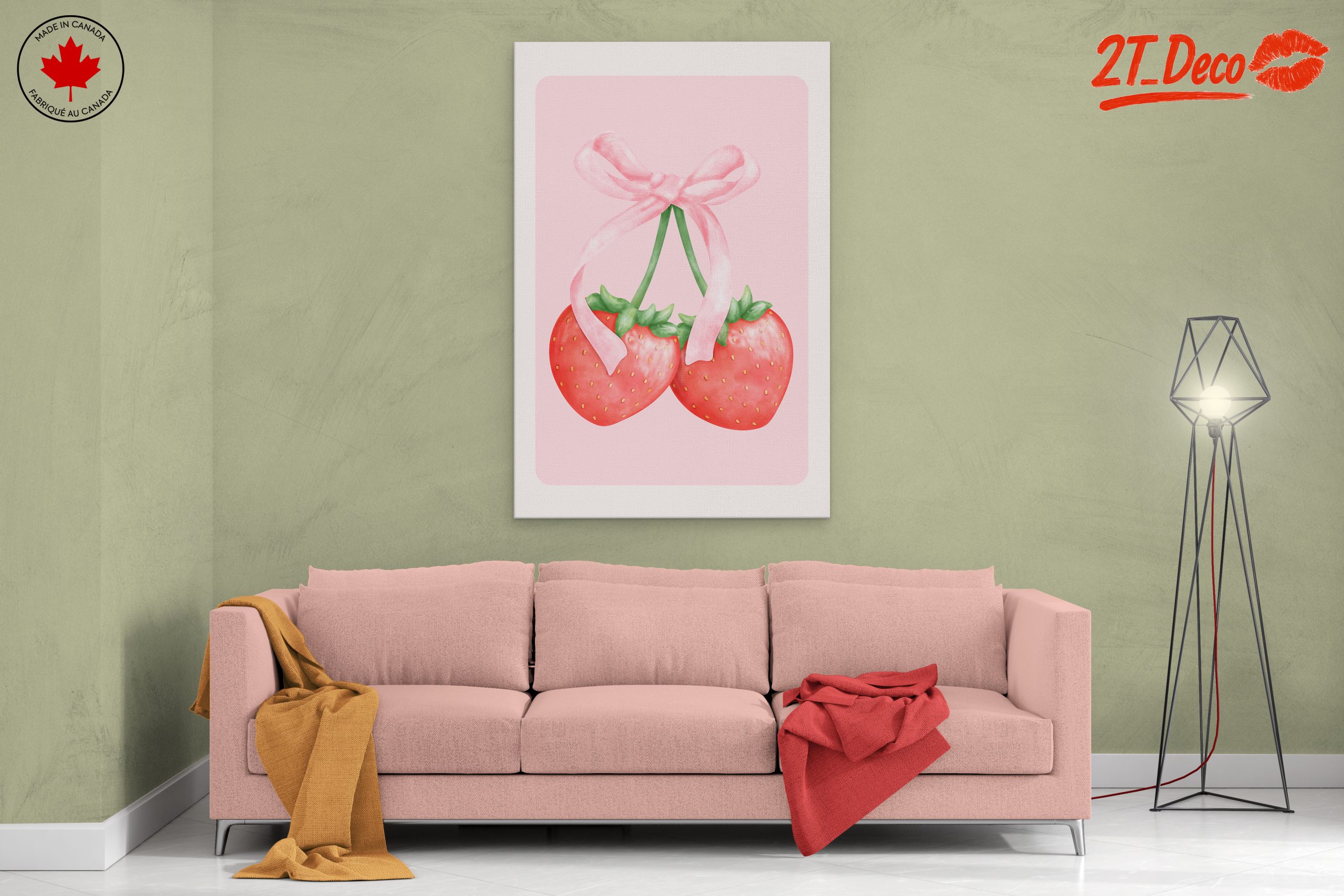 Strawberries Tied with Pink Bow Art - Image 2