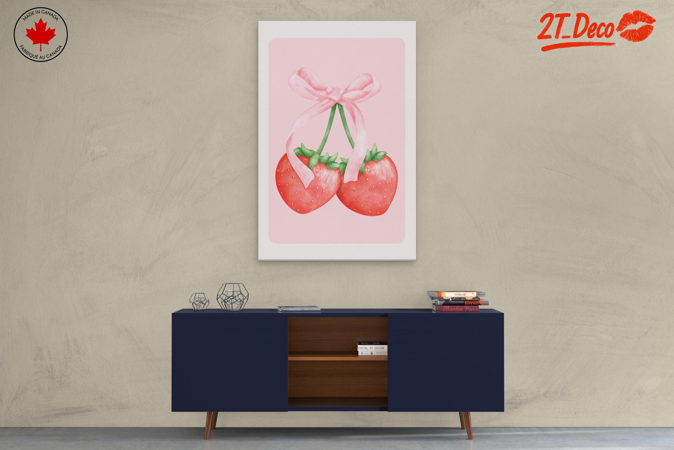 Strawberries Tied with Pink Bow Art - Image 3