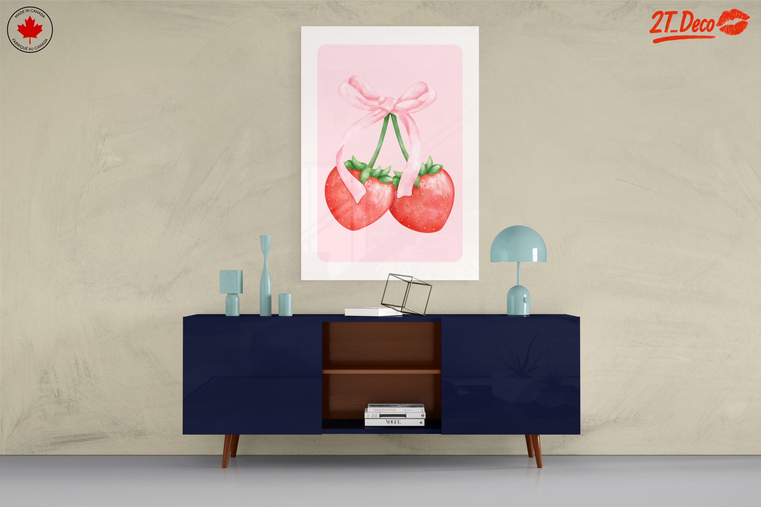 Strawberries Tied with Pink Bow Art - Image 8