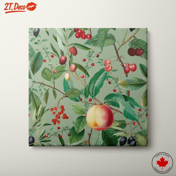 Vibrant Botanical Fruit and Leaf Arrangement Art