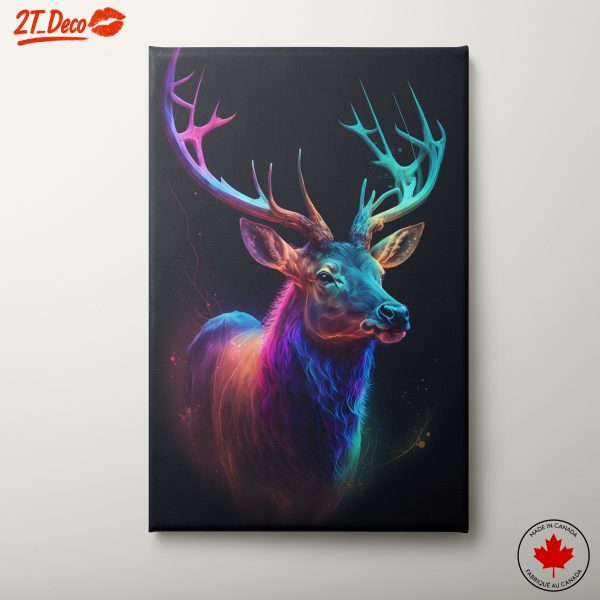 Stylized Deer Art with Colorful Accents