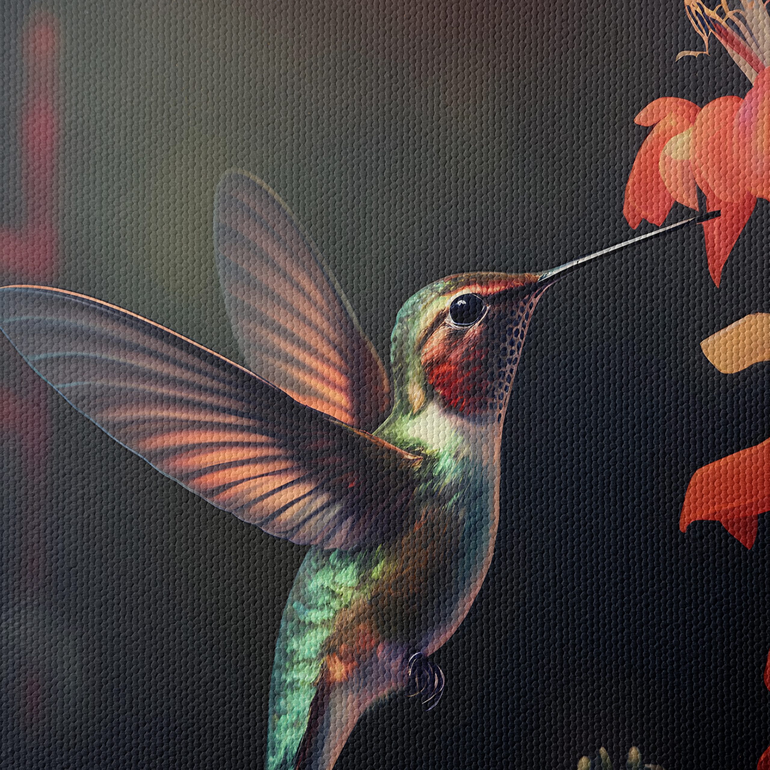 Realistic Hummingbird Near Vibrant Flowers - Image 4