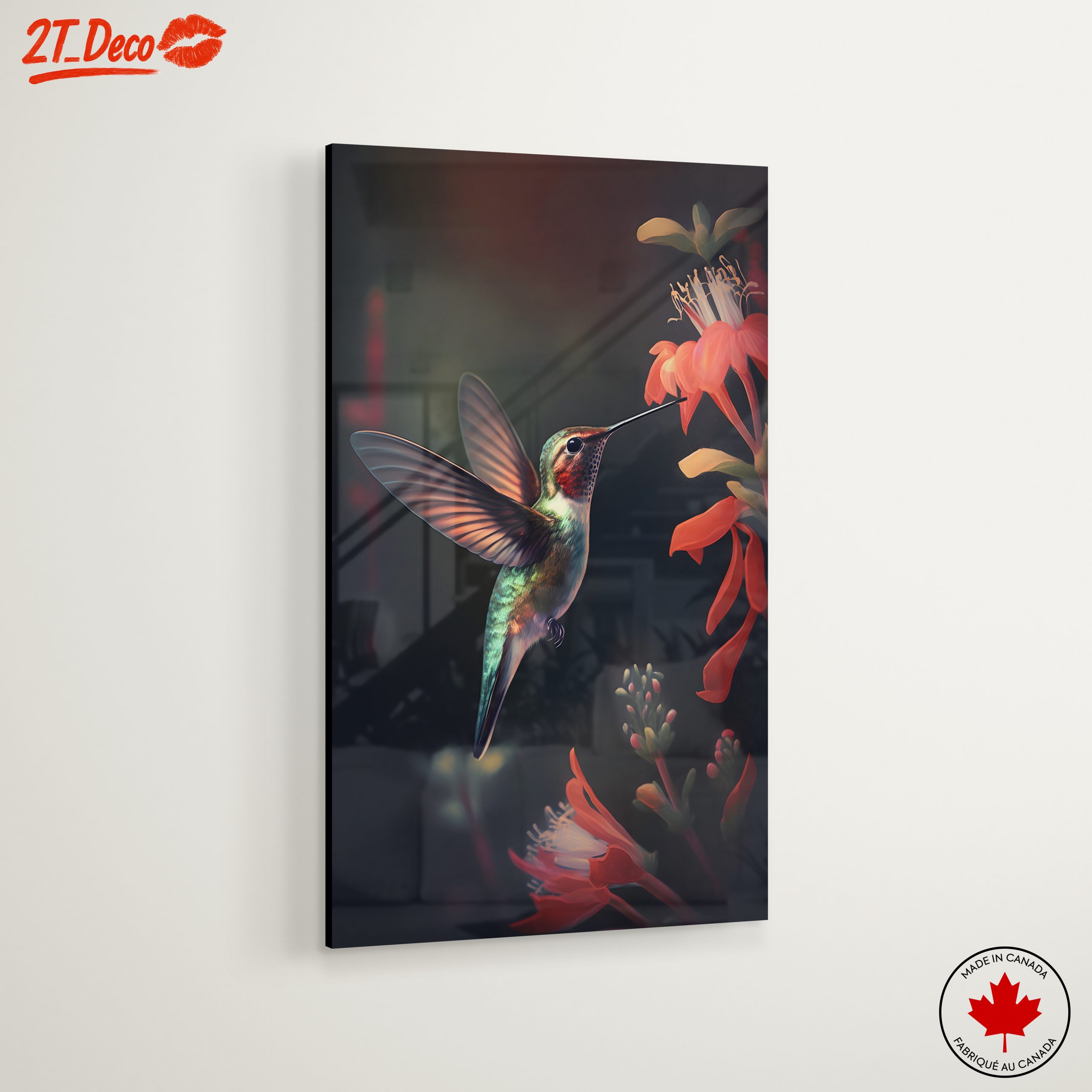 Realistic Hummingbird Near Vibrant Flowers - Image 6